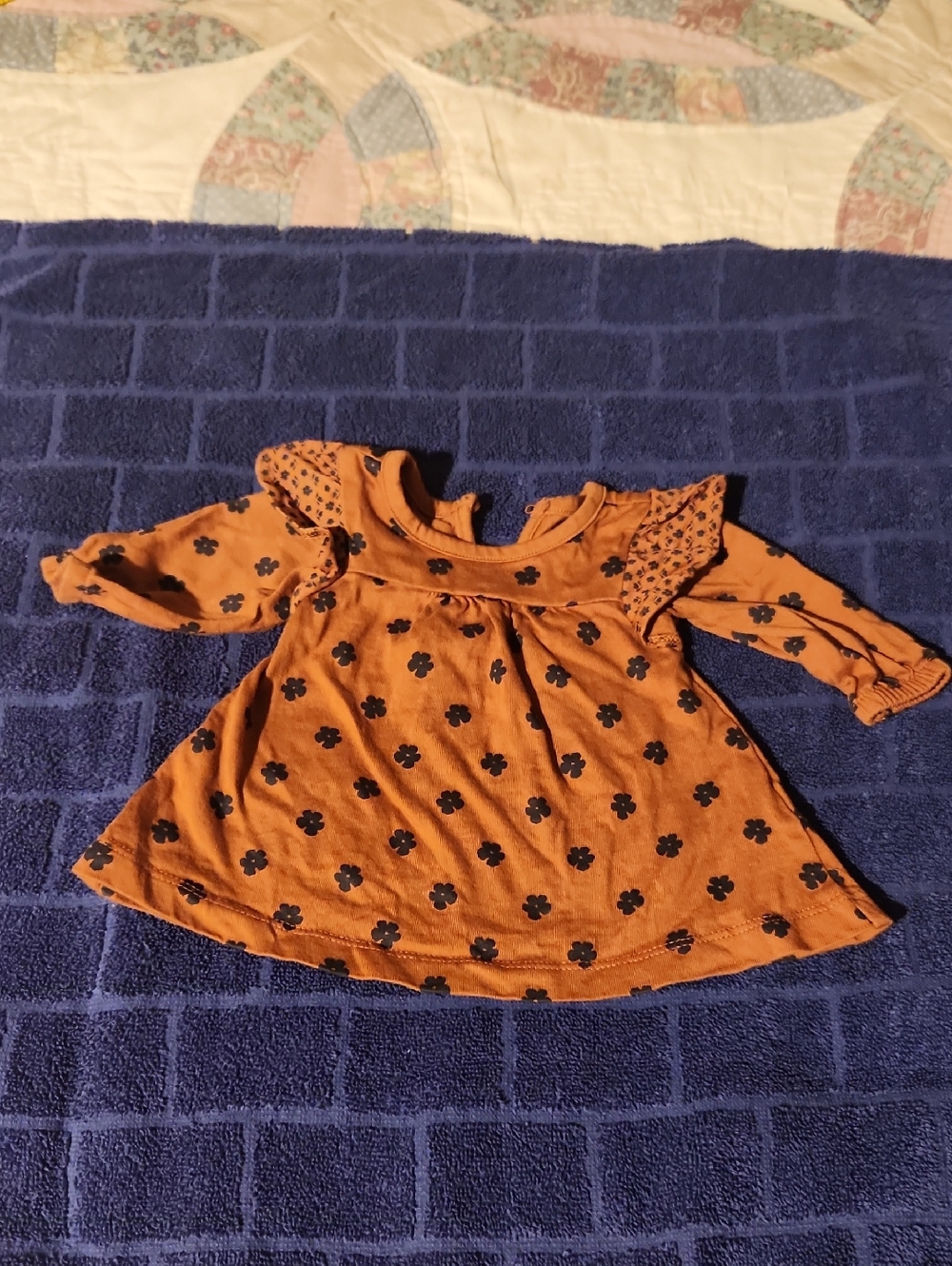 Toddler Floral Ruffle Long-Sleeve Top - Rust